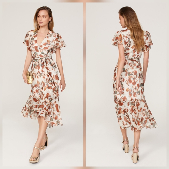 Tanya Taylor Dresses & Skirts - Tanya Taylor Floral Blaire Dress Wrap Short sleeves V-neck Size 2